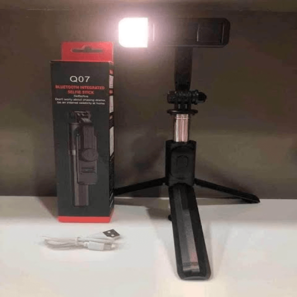 q07 foldable mini tripod & selfi stick with led light bluetooth remote shutter