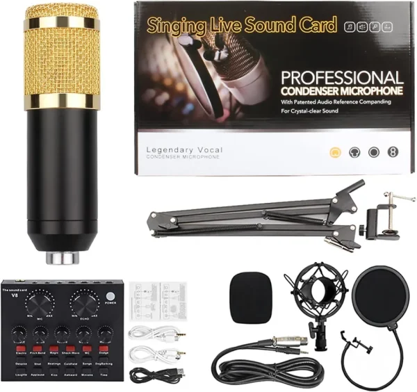 podcast live broadcast equipment professional condenser mic bm 800 microfone v8 arm stand studio music recording equipmen