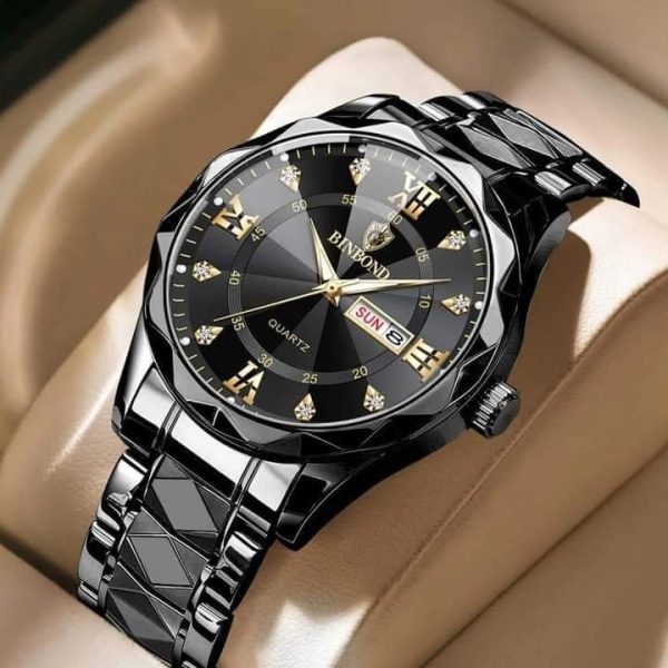 binbond 2521 luxury brand luminous quartz watch for men (full black)