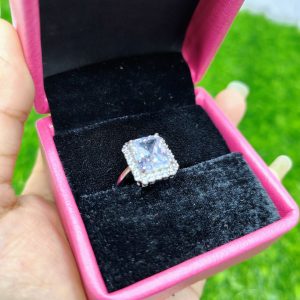 luxury emerald cut crystal ring for women