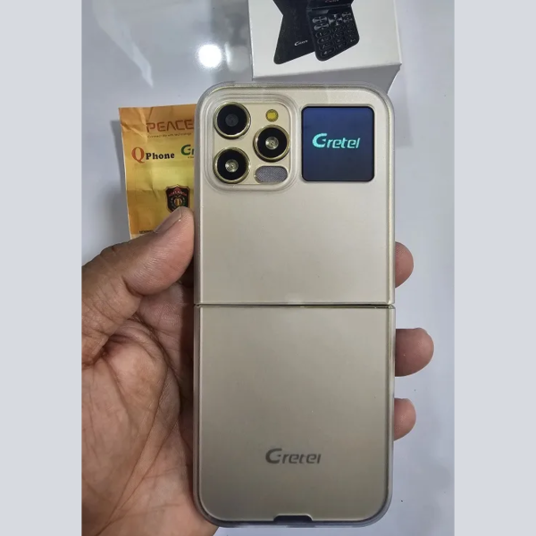 gretel g7 flip folding phone dual display caseing ( gold)