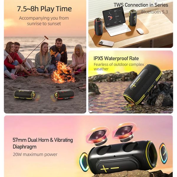 awei ka5 portable outdoor wireless speaker 20w – 2400mah battery (6 months warranty)
