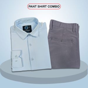 premium shirt & pant combo (formal / casual) (sky & ash)