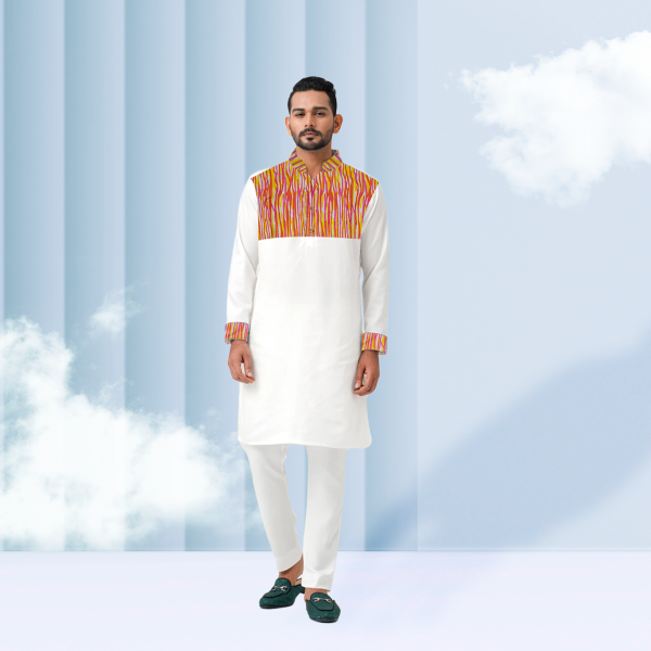colors printed stylish semi logn panjabi
