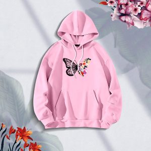 premium comfortable (butterflies & flowers) ladies winter hoodie