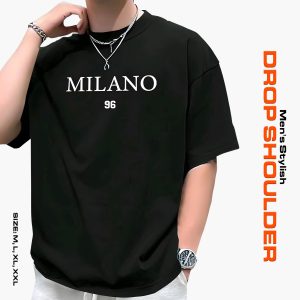 men's stylish drop shoulder milano black