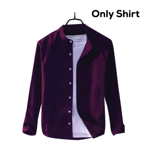men's solid colour ban color shirt (purple)