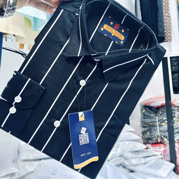 men's long sleeve stripe / print shirt