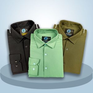 Premium 3 Piece Shirt  Combo Pack (Formal / Casual) (Black, Light Green & Olive)