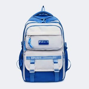 academy style school bag book bag lightweight college student backpack(blue)