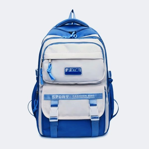academy style school bag book bag lightweight college student backpack(blue)