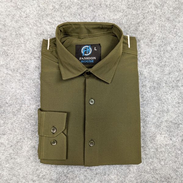 Premium China Micro Stig Shirt (Formal / Casual) (Olive) - Image 3