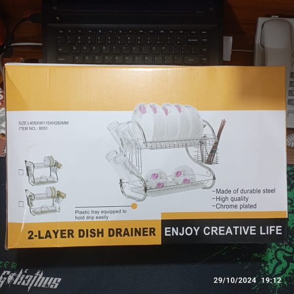 2 layer dish drainer rack stainless steel