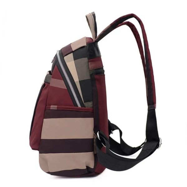 nylon backpack durable waterproof casual shoulder bag (wine red)