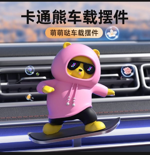 bear dashboard decorations | car interior decoration funny skateboard bear decoration, dashboard car decor, car dashboard ornament