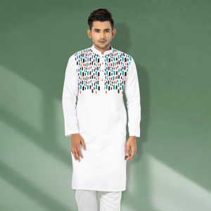 colors printed stylish semi logn panjabi