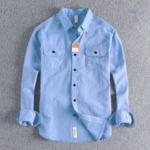 high thickness double pocket shirt.. ( sky)