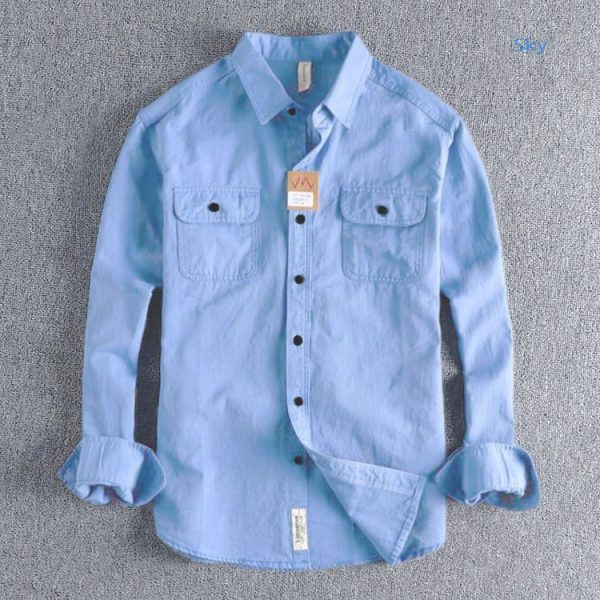 high thickness double pocket shirt.. ( sky)