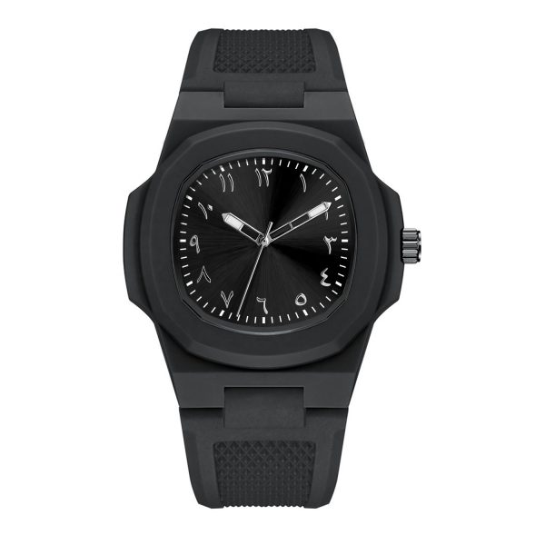 custom logo arabic dial square quartz wristwatch – luminous, waterproof, silicone strap