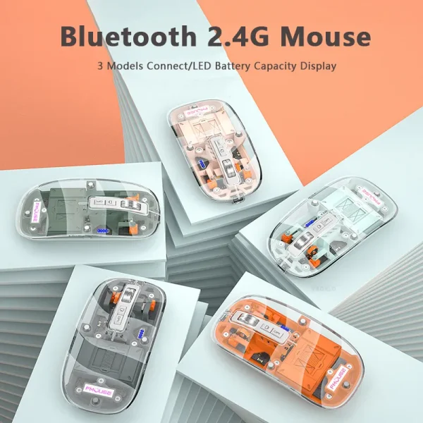 aptech 89m wireless transparent rechargeable mouse