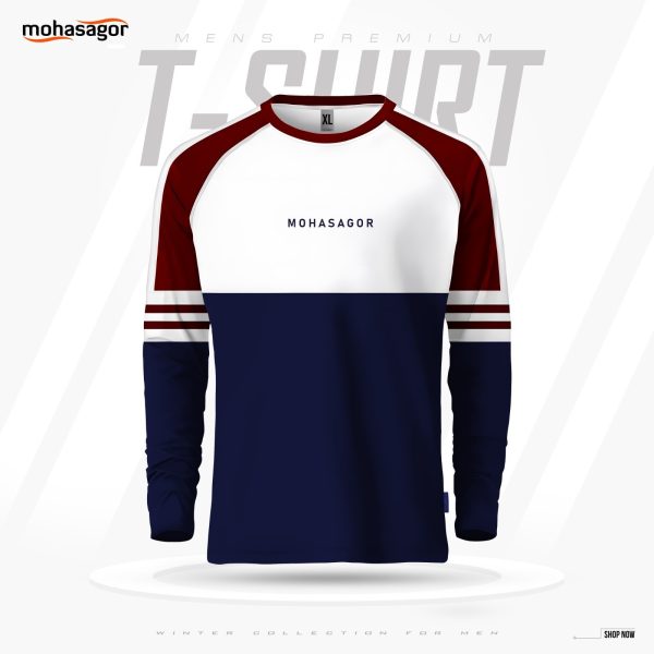 men's contrast design t shirt navy