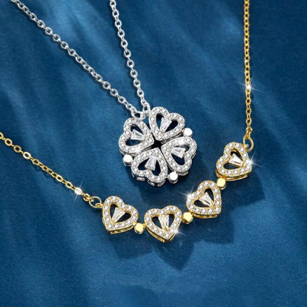 love heart magnetic pendant chain necklace