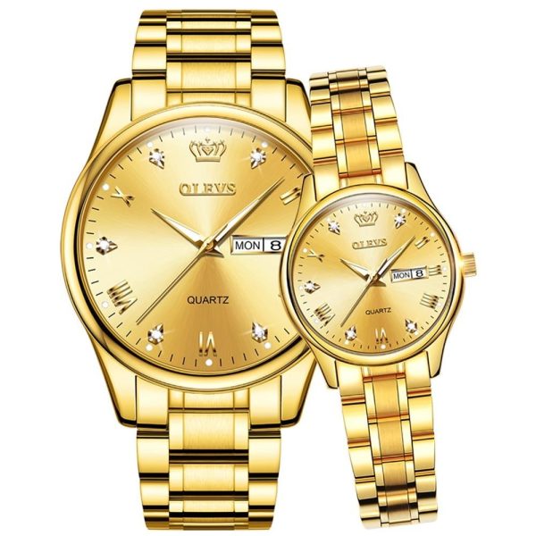 olevs 5563 waterproof stainless steel fashionable couple watches