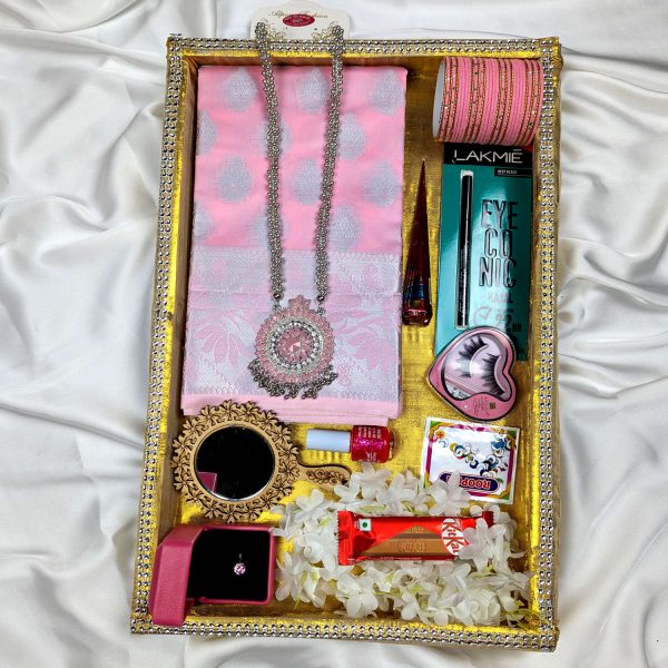 premium silk katan saree combo pack – pink
