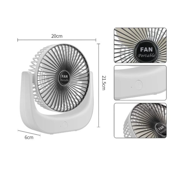 desktop mini fan, wide angle portable rechargeable desk fan