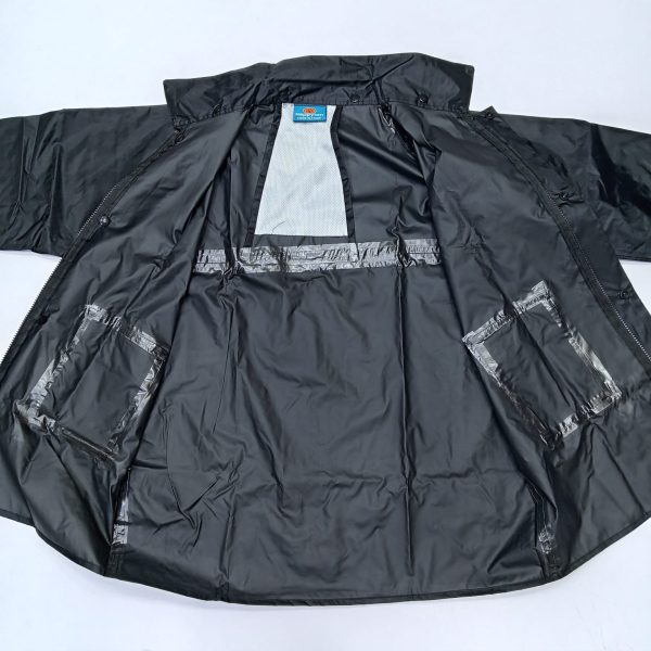 100% water proof high quality rain coat with pant. (happylon) black