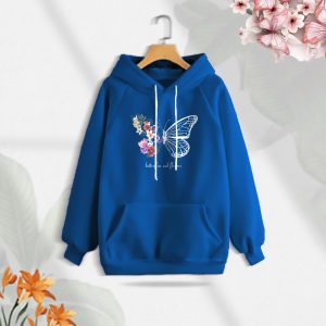 premium comfortable (butterflies & flowers) ladies winter hoodie