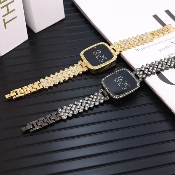 elegant luxury full diamond touch screen ladies watch