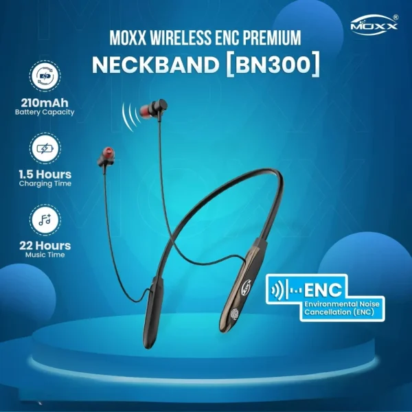 moxx bn‑300 enc premium wireless neckband