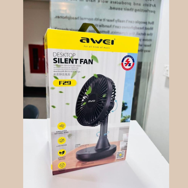 awei f29 compact strong wind rechargeable fan desktop silent fan