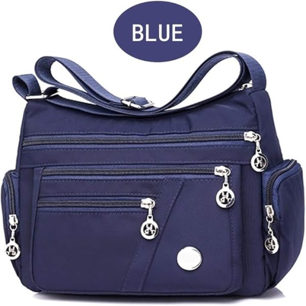 women’s nylon waterproof large capacity crossbody bag (blue)