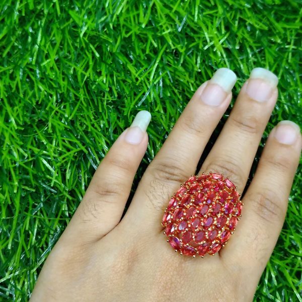 royal ruby cluster statement ring