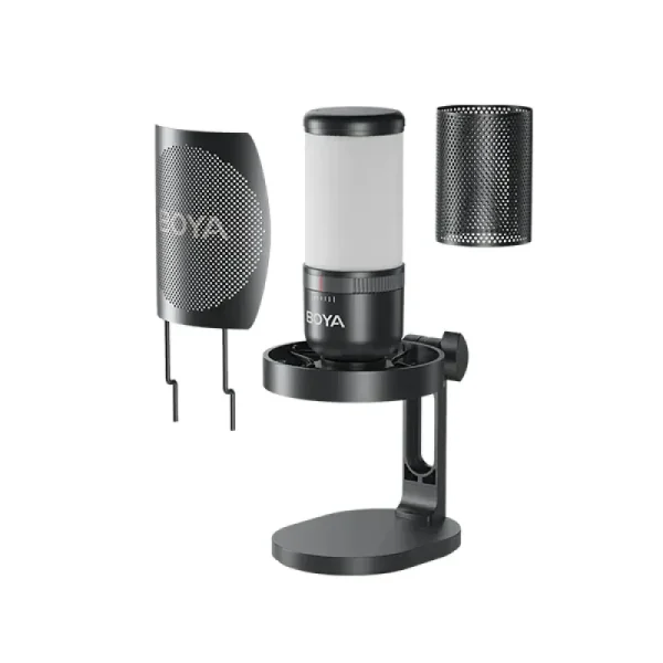boya k3 vibrant lighting condenser usb microphone with rgb & noise cancellation