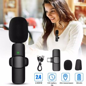 k8 wireless microphone for youtube vlogging, video recording online classes with noise cancellation mic supports (type c)