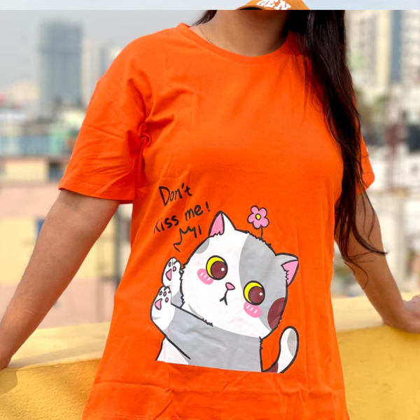 dtf printed ladies t shirt | half sleeve plain | regular fit ladies t shirt for women & girls |