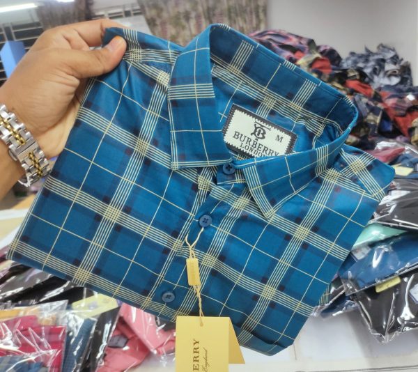 burberry london cotton full sleeve check shirt