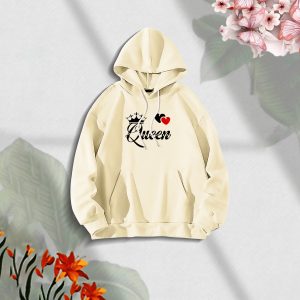premium comfortable stylish (queen off white) ladies winter hoodie
