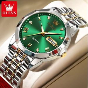 olevs 9931g new exclusive design quartz watch for men green