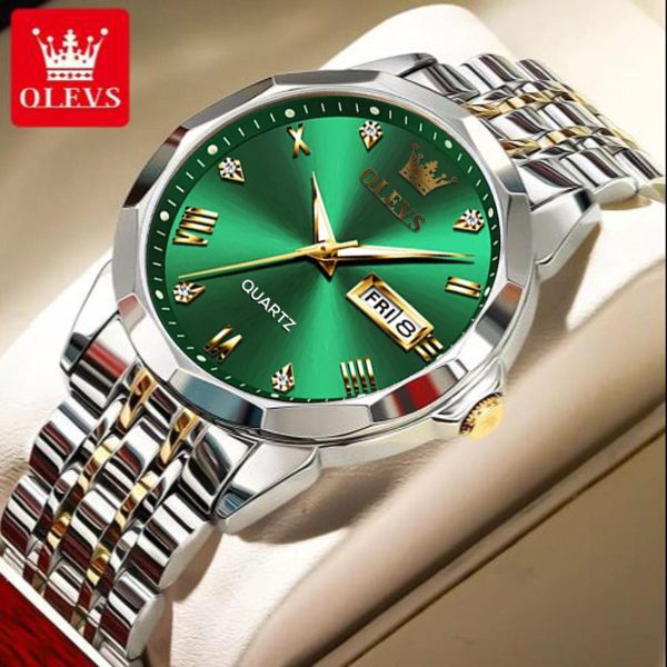 olevs 9931g new exclusive design quartz watch for men green