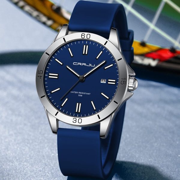 crrju new 5025 men's & ladies' waterproof watch (blue)