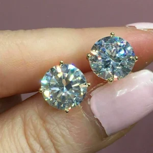small stone round cut lab created gold plated silver