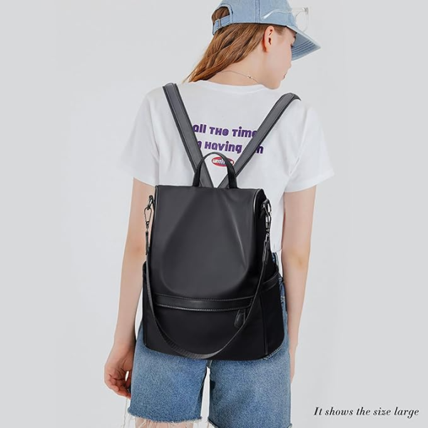 new design women backpack nylon waterproof anti theft travel bagpack(black)