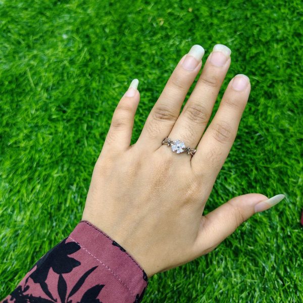 silver bloom leaf ring