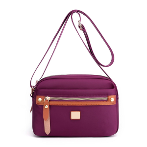 nylon fashion cross body bag lightweight portable shoulder bag (purple)
