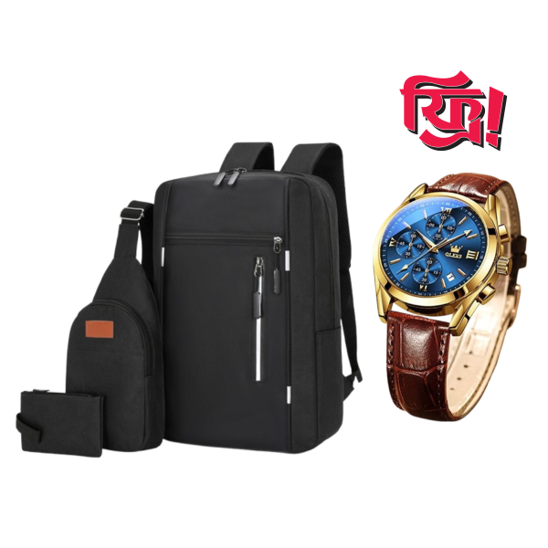 exclusive 3 in 1 bag set with free watch!