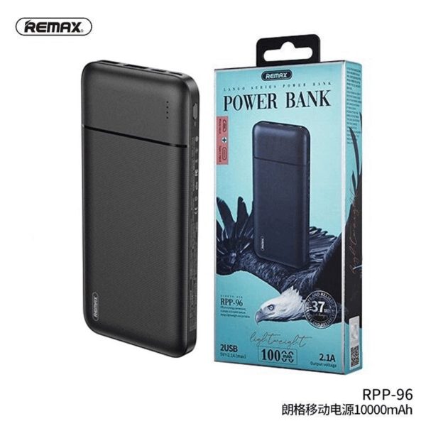 remax rpp 96 lango series dual usb ports 10000mah 2.4 power bank